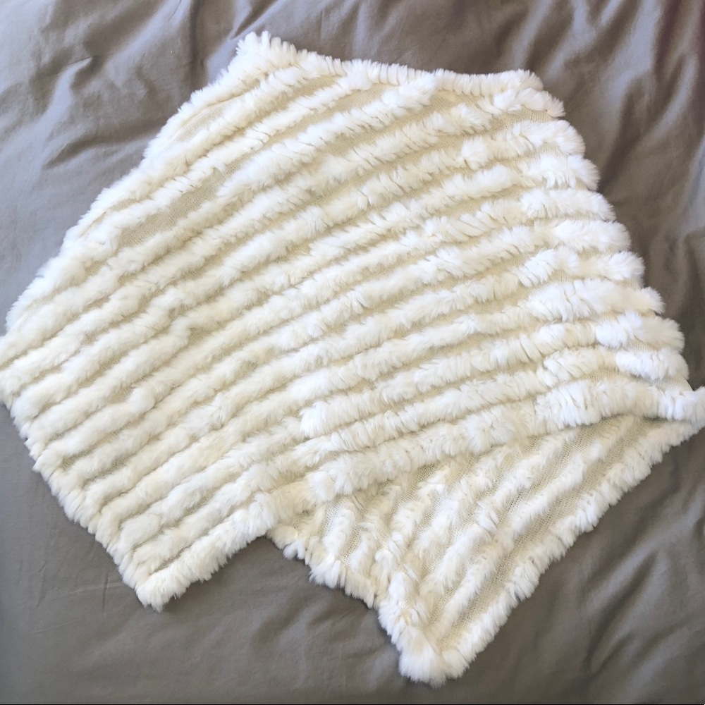 BCBGMaxAzria white fur poncho